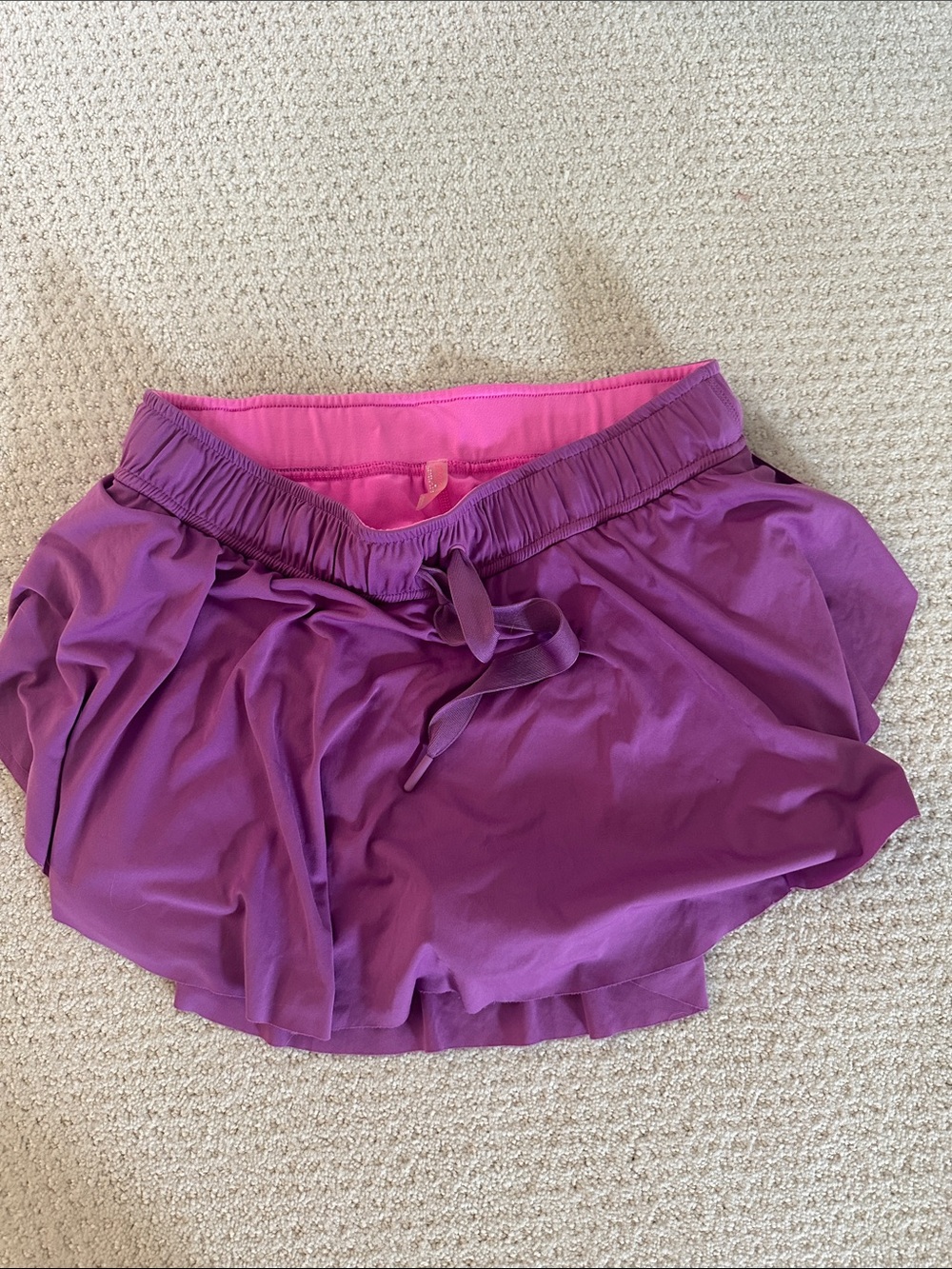 FP Movement by Free People Purple Mini Skort with Pink Waistband